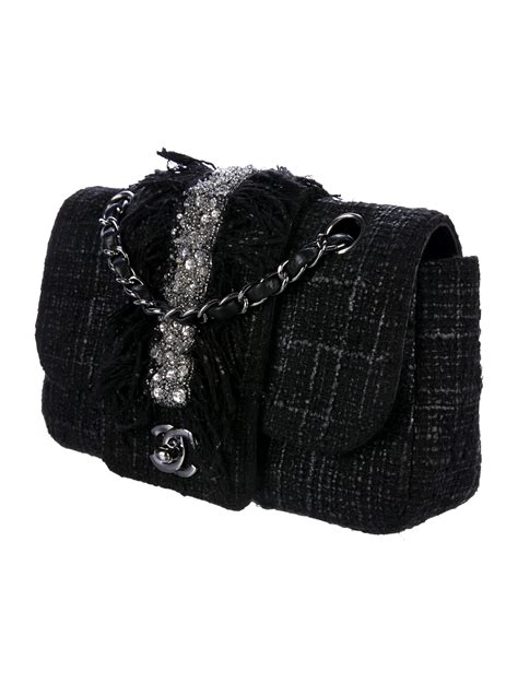 chanel swarovski crystal flap bag|Chanel Tweed Swarovski Classic Flap Bag .